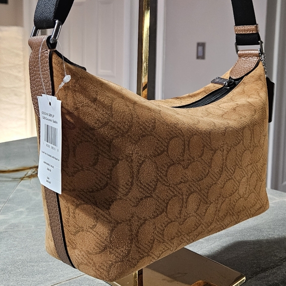 Coach Handbags - NWT Coach Small Finn Crossbody Bag CCG16 Caramel Sable Suede Signature + Pouch